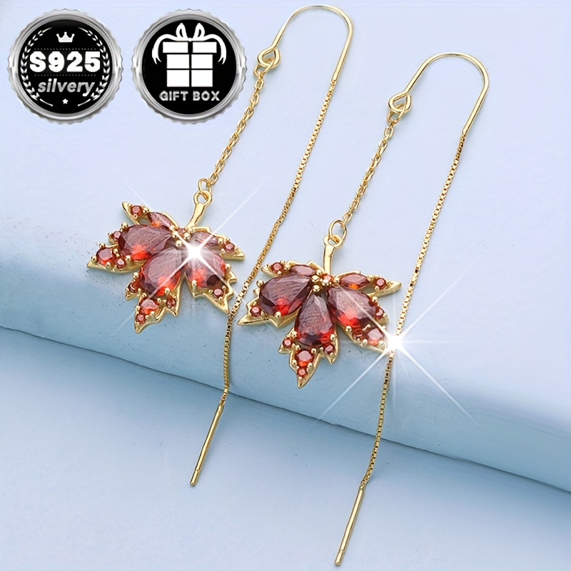 2PC Classic Tassel Stud Earrings 925 Silver Gift Packaging